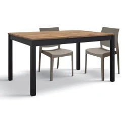 Garnero Arredamenti Tavoli Da Pranzo|Tavoli Allungabili-Tavolo allungabile 160/220 cm metallo ossido Alanda Rovere Rustico