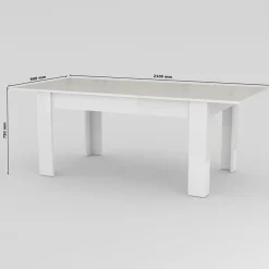 Garnero Arredamenti Tavoli Da Pranzo|Tavoli Allungabili-Tavolo allungabile 160-210cm Zenzero Bianco Lucido