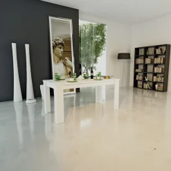 Garnero Arredamenti Tavoli Da Pranzo|Tavoli Allungabili-Tavolo allungabile 160-210cm Zenzero Bianco Opaco