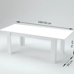 Garnero Arredamenti Tavoli Da Pranzo|Tavoli Allungabili-Tavolo allungabile 160-210cm Zenzero Bianco Opaco