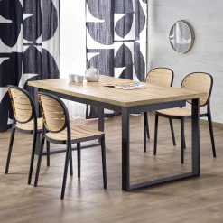 Garnero Arredamenti Tavoli Da Pranzo|Tavoli Allungabili-Tavolo allungabile 160/310cm da pranzo industrial rovere wotan nero Think