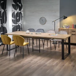 Garnero Arredamenti Tavoli Da Pranzo|Tavoli Allungabili-Tavolo allungabile 160/310cm da pranzo industrial rovere wotan nero Think
