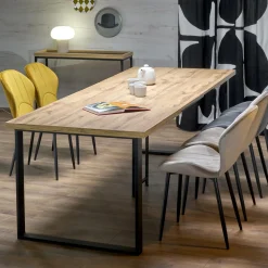 Garnero Arredamenti Tavoli Da Pranzo|Tavoli Allungabili-Tavolo allungabile 160/310cm da pranzo industrial rovere wotan nero Think