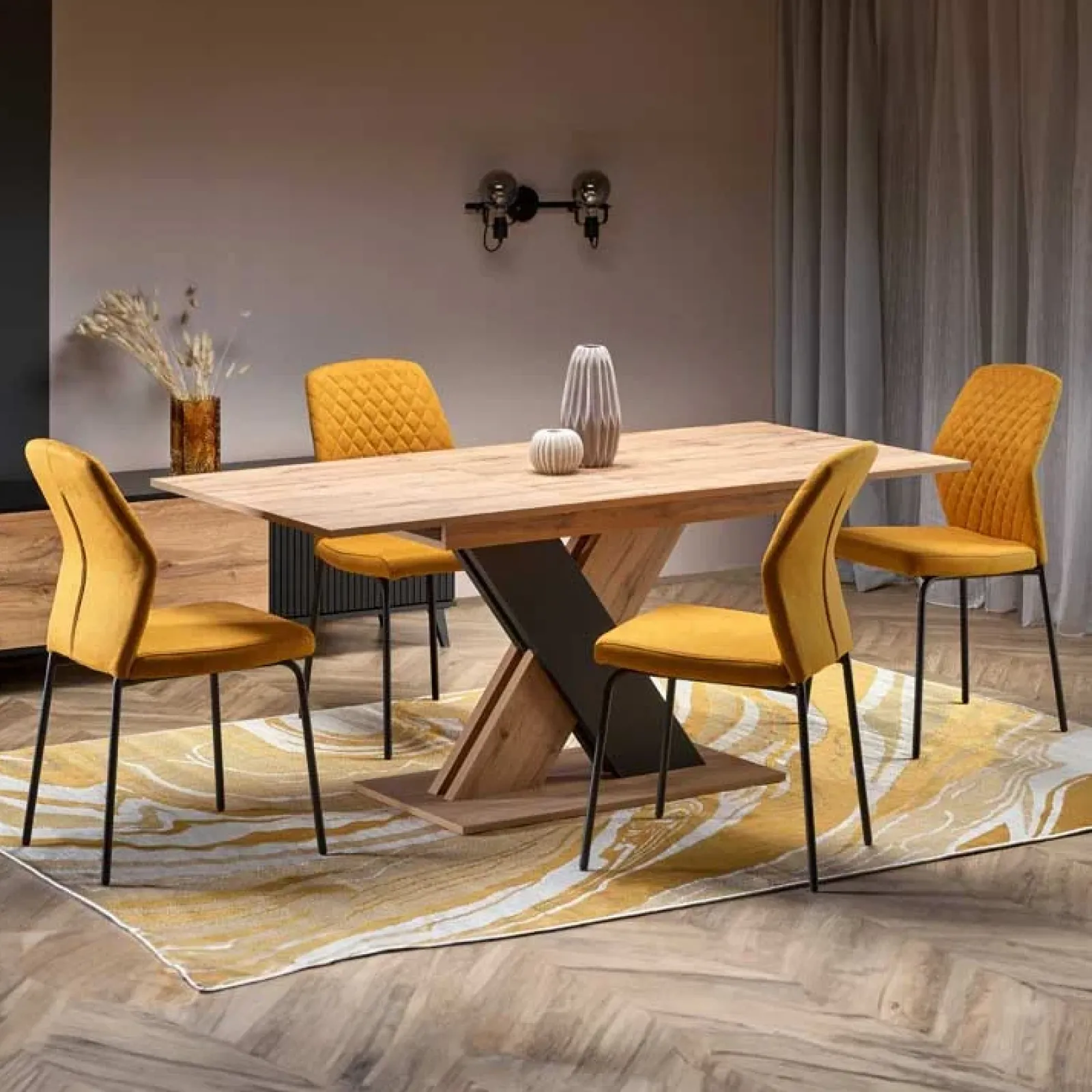 Garnero Arredamenti Tavoli Da Pranzo|Tavoli Allungabili-Tavolo allungabile 130/175cm da pranzo moderno rovere nero Brenta