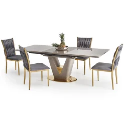 Garnero Arredamenti Tavoli Da Pranzo|Tavoli Allungabili-Tavolo allungabile 160/220cm da pranzo effetto marmo grigio Adige