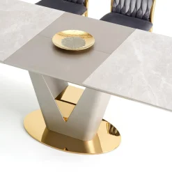 Garnero Arredamenti Tavoli Da Pranzo|Tavoli Allungabili-Tavolo allungabile 160/220cm da pranzo effetto marmo grigio Adige