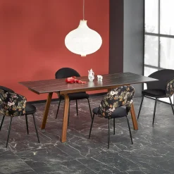 Garnero Arredamenti Tavoli Da Pranzo|Tavoli Allungabili-Tavolo allungabile 140/200cm effetto marmo nero rovere scuro Rinaldo