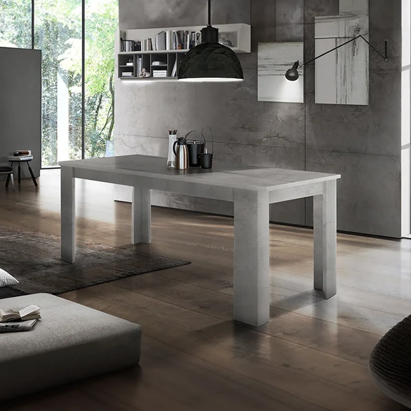 Garnero Arredamenti Tavoli Da Pranzo|Tavoli Allungabili-Tavolo allungabile 160-210cm grigio Zenzero Cemento