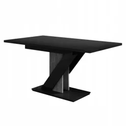 Garnero Arredamenti Tavoli Da Pranzo|Tavoli Allungabili-Tavolo allungabile 120/160cm moderno da pranzo nero effetto pietra Amilia Nero Lucido - Grigio