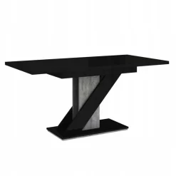 Garnero Arredamenti Tavoli Da Pranzo|Tavoli Allungabili-Tavolo allungabile 120/160cm moderno da pranzo nero effetto pietra Amilia Nero Lucido - Grigio