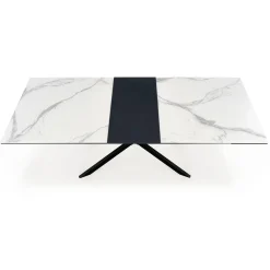 Garnero Arredamenti Tavoli Da Pranzo|Tavoli Allungabili-Tavolo allungabile 160/200cm moderno effetto marmo bianco nero Lennox