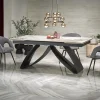 Garnero Arredamenti Tavoli Da Pranzo|Tavoli Allungabili-Tavolo allungabile 180/260cm moderno effetto marmo bianco nero Novellino