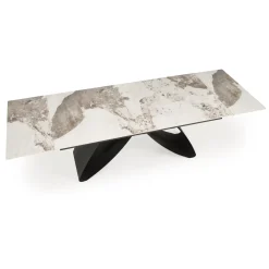 Garnero Arredamenti Tavoli Da Pranzo|Tavoli Allungabili-Tavolo allungabile 180/260cm moderno effetto marmo bianco nero Novellino