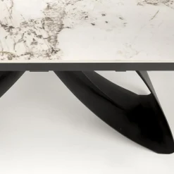 Garnero Arredamenti Tavoli Da Pranzo|Tavoli Allungabili-Tavolo allungabile 180/260cm moderno effetto marmo bianco nero Novellino