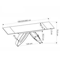 Garnero Arredamenti Tavoli Da Pranzo|Tavoli Allungabili-Tavolo allungabile 180/260cm moderno effetto marmo bianco nero Novellino