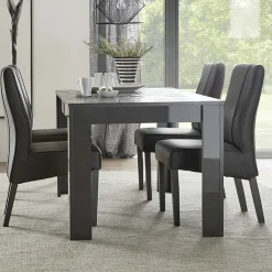 Garnero Arredamenti Tavoli Laccati|Tavoli Da Pranzo-Tavolo allungabile 137/185cm moderno grigio con serigrafia Marvis Antracite