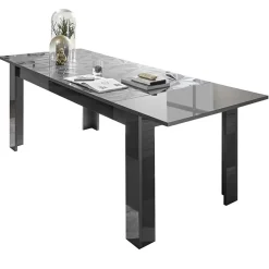 Garnero Arredamenti Tavoli Laccati|Tavoli Da Pranzo-Tavolo allungabile 137/185cm moderno grigio con serigrafia Marvis Antracite