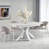 Garnero Arredamenti Tavoli Laccati|Tavoli Da Pranzo-Tavolo allungabile 160/200cm moderno effetto marmo bianco Lucinda