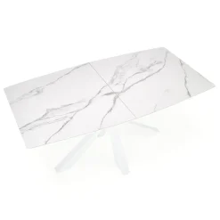 Garnero Arredamenti Tavoli Laccati|Tavoli Da Pranzo-Tavolo allungabile 160/200cm moderno effetto marmo bianco Lucinda