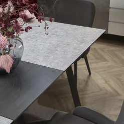 Garnero Arredamenti Tavoli Da Pranzo|Tavoli Allungabili-Tavolo allungabile 160/210cm moderno vetro acciaio grigio Jennifer