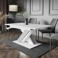 Garnero Arredamenti Tavoli Da Pranzo|Tavoli Allungabili-Tavolo allungabile 140/180cm moderno rettangolare bianco cemento Ivonne Bianco Opaco - Cemento