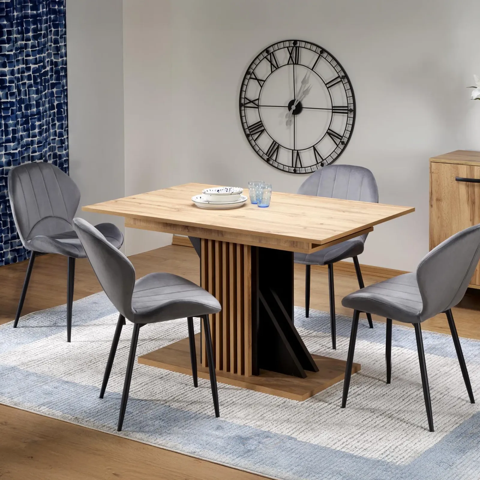 Garnero Arredamenti Tavoli Da Pranzo|Tavoli Allungabili-Tavolo allungabile 130/175cm moderno rovere nero Lavander
