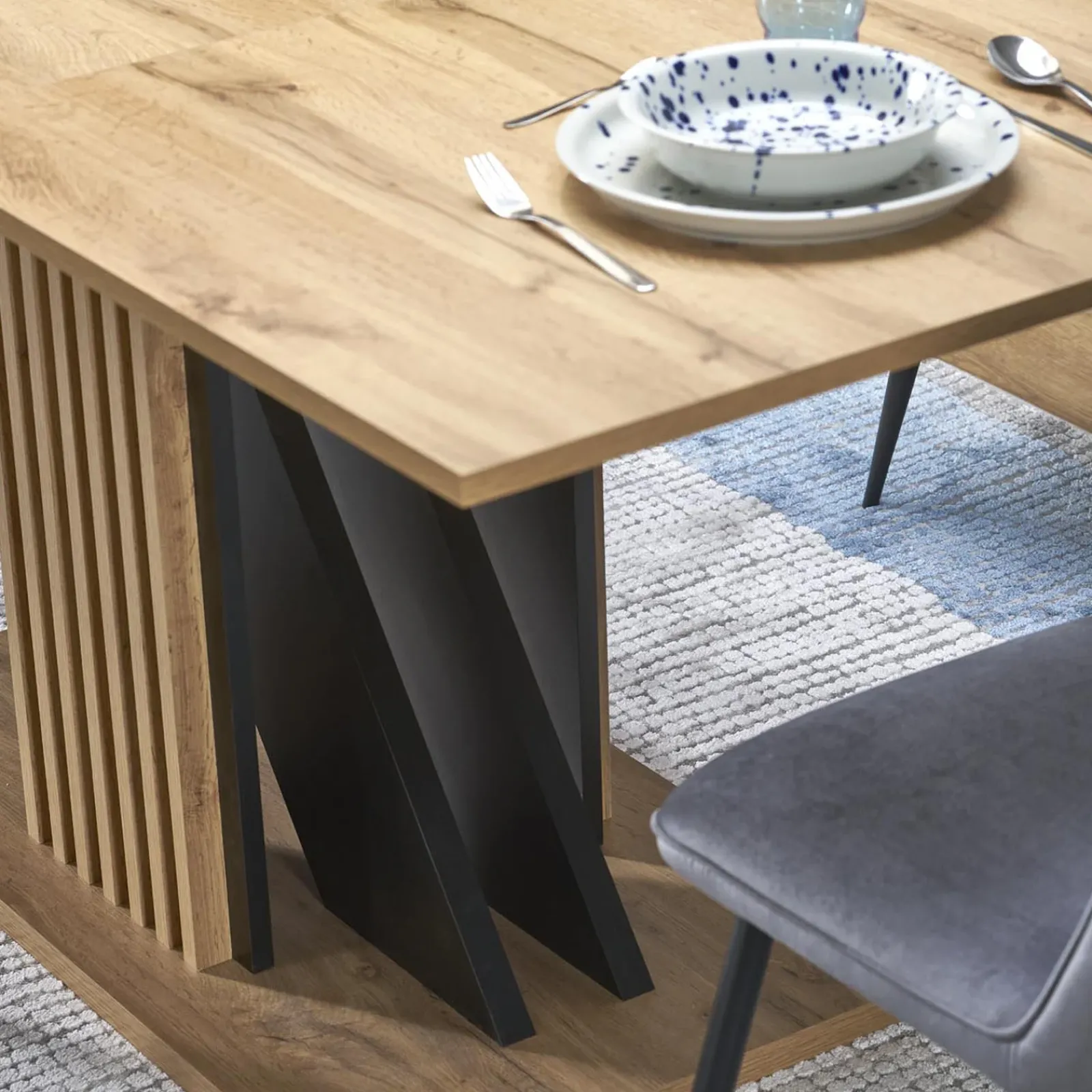 Garnero Arredamenti Tavoli Da Pranzo|Tavoli Allungabili-Tavolo allungabile 130/175cm moderno rovere nero Lavander
