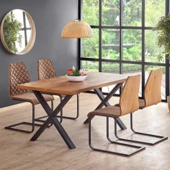 Garnero Arredamenti Tavoli In Legno|Tavoli Da Pranzo-Tavolo allungabile 160/250cm moderno rovere nodato acciaio nero Briga