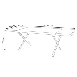 Garnero Arredamenti Tavoli In Legno|Tavoli Da Pranzo-Tavolo allungabile 160/250cm moderno rovere nodato acciaio nero Briga