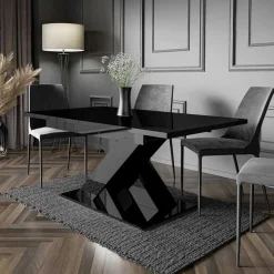 Garnero Arredamenti Tavoli Da Pranzo|Tavoli Allungabili-Tavolo allungabile 140/180cm rettangolare Ivonne Nero Lucido