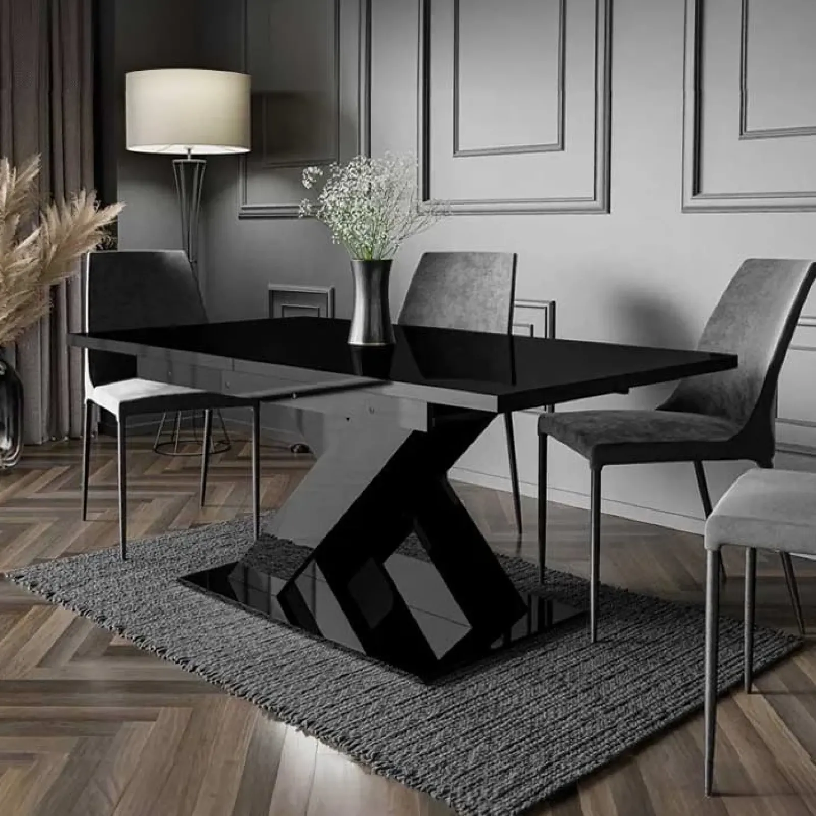 Garnero Arredamenti Tavoli Da Pranzo|Tavoli Allungabili-Tavolo allungabile 140/180cm rettangolare Ivonne Nero Lucido