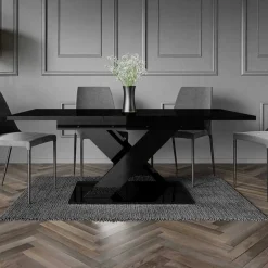 Garnero Arredamenti Tavoli Da Pranzo|Tavoli Allungabili-Tavolo allungabile 140/180cm rettangolare Ivonne Nero Lucido