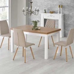 Garnero Arredamenti Tavoli In Legno|Tavoli Da Pranzo-Tavolo allungabile 140/220cm rettangolare rovere nodato bianco Ace Bianco - Rovere