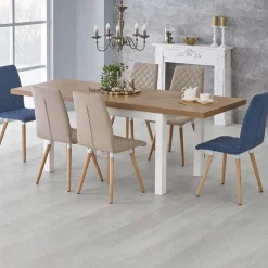 Garnero Arredamenti Tavoli In Legno|Tavoli Da Pranzo-Tavolo allungabile 140/220cm rettangolare rovere nodato bianco Ace Bianco - Rovere