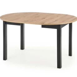 Garnero Arredamenti Tavoli Rotondi|Tavoli Da Pranzo-Tavolo allungabile 102/142cm rotondo moderno nero Lucci Rovere