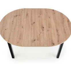 Garnero Arredamenti Tavoli Rotondi|Tavoli Da Pranzo-Tavolo allungabile 102/142cm rotondo moderno nero Lucci Rovere