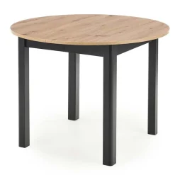 Garnero Arredamenti Tavoli Rotondi|Tavoli Da Pranzo-Tavolo allungabile 102/142cm rotondo moderno nero Lucci Rovere