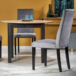 Garnero Arredamenti Tavoli Rotondi|Tavoli Da Pranzo-Tavolo allungabile 102/142cm rotondo moderno nero Lucci Rovere