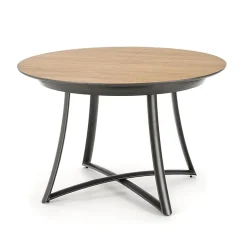 Garnero Arredamenti Tavoli Rotondi|Tavoli Da Pranzo-Tavolo allungabile 118/148cm rotondo rovere antracite nero Ortensia Gihome®