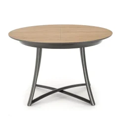 Garnero Arredamenti Tavoli Rotondi|Tavoli Da Pranzo-Tavolo allungabile 118/148cm rotondo rovere antracite nero Ortensia Gihome®