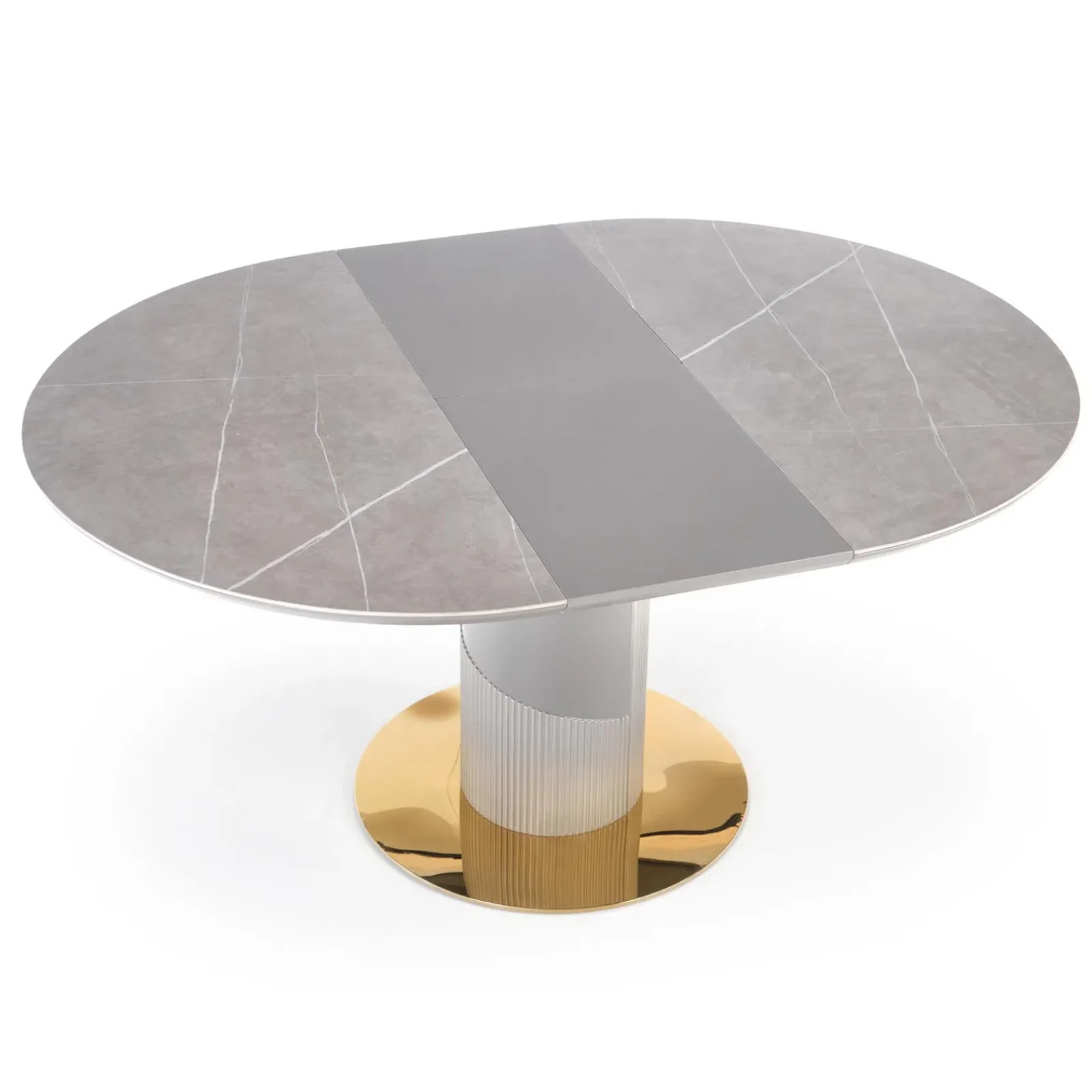 Garnero Arredamenti Tavoli Rotondi|Tavoli Da Pranzo-Tavolo allungabile 120/160cm rotondo marmo grigio oro Ticino