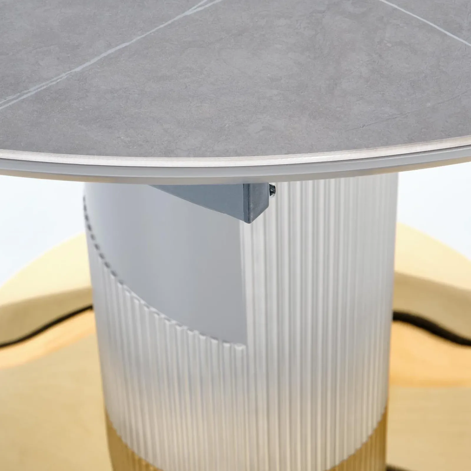 Garnero Arredamenti Tavoli Rotondi|Tavoli Da Pranzo-Tavolo allungabile 120/160cm rotondo marmo grigio oro Ticino