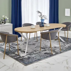 Garnero Arredamenti Tavoli Rotondi|Tavoli Da Pranzo-Tavolo allungabile 100/250cm rotondo rovere dorato bianco Sarajevo