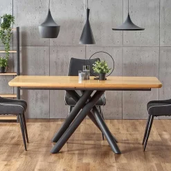 Garnero Arredamenti Tavoli In Legno|Tavoli Da Pranzo-Tavolo allungabile 160/200cm rovere naturale nero Zugo