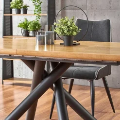 Garnero Arredamenti Tavoli In Legno|Tavoli Da Pranzo-Tavolo allungabile 160/200cm rovere naturale nero Zugo