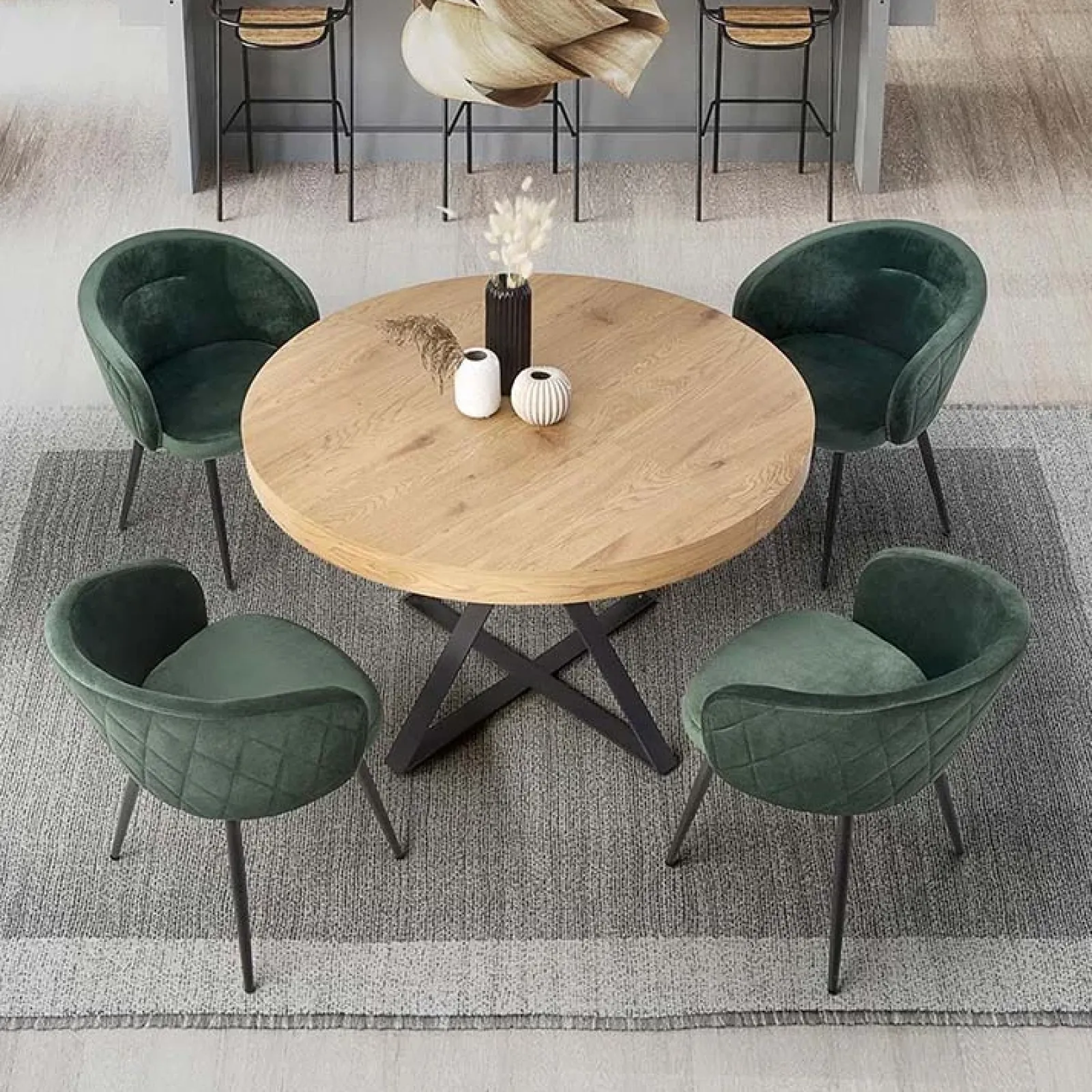 Garnero Arredamenti Tavoli Da Pranzo|Tavoli Allungabili-Tavolo allungabile 120/160cm rovere dorato nero Mason