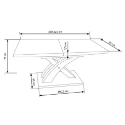 Garnero Arredamenti Tavoli In Legno|Tavoli Da Pranzo-Tavolo allungabile 160/220cm rovere acciaio Iride Gihome® Rovere Rustico - Grigio