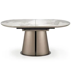 Garnero Arredamenti Tavoli Laccati|Tavoli Da Pranzo-Tavolo allungabile da pranzo 160/200cm marmo bianco beige Iolanda