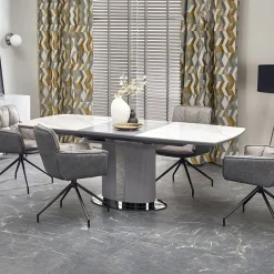 Garnero Arredamenti Tavoli Da Pranzo|Tavoli Allungabili-Tavolo allungabile da pranzo 160/220cm bianco grigio chiaro Ignazio