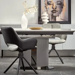 Garnero Arredamenti Tavoli Da Pranzo|Tavoli Allungabili-Tavolo allungabile da pranzo 160/220cm bianco grigio chiaro Ignazio